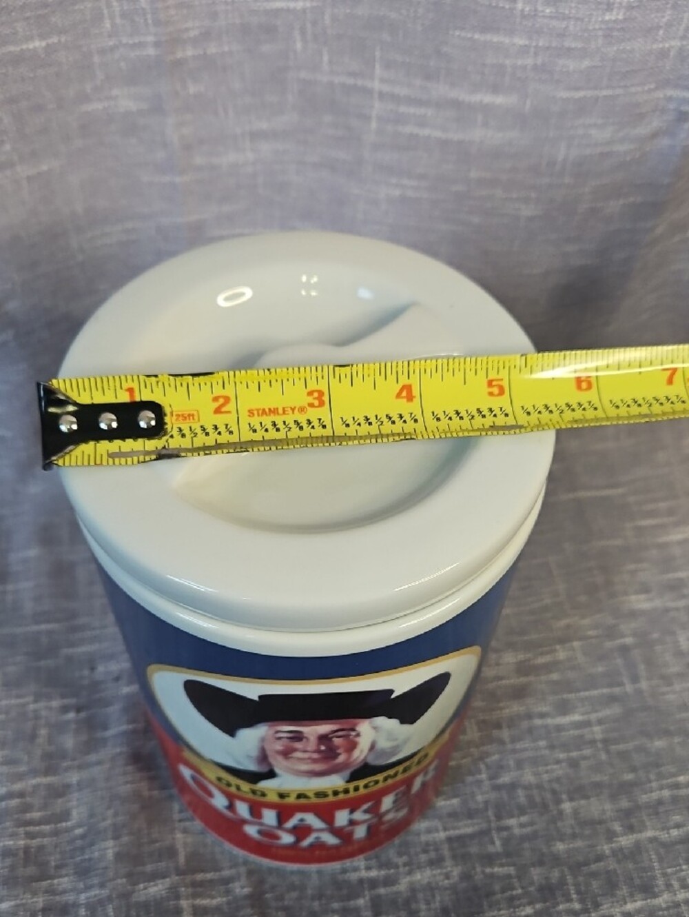 1997 Quaker Oats 120th Anniversary Ceramic Cookie Jar Canister w/ Lid - Picture 11 of 12